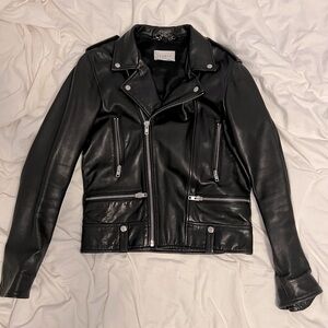 Sandro Leather Biker Jacket 100% lambskin
